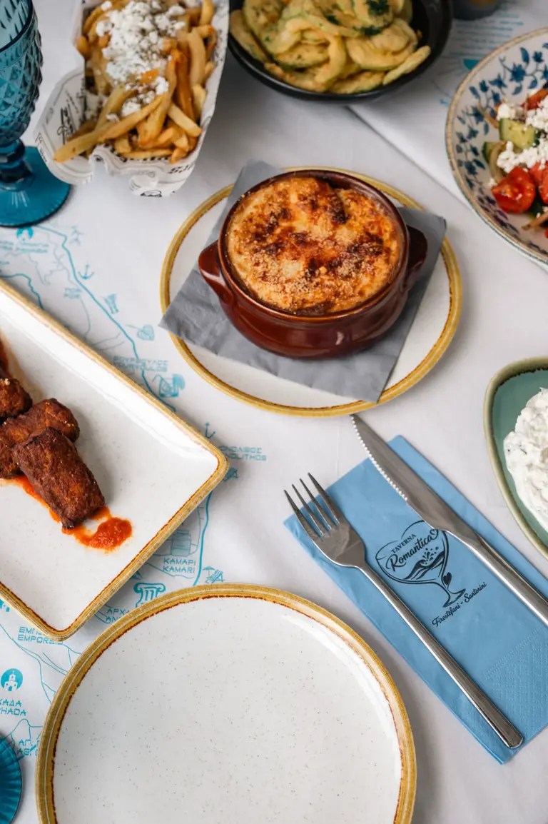Seafood and wine at Taverna Romantica Santorini